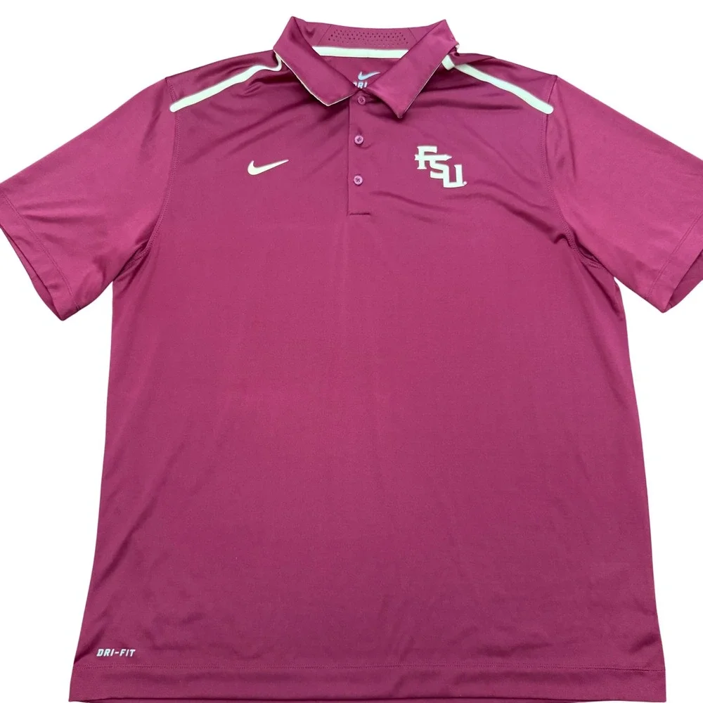 Nike Polo Shirt Mens XL Maroon Florida State FSU Dri-FIT Performance Golf 29526X
